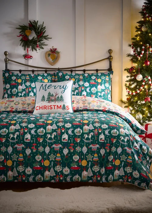 Fusion Merry Christmas Deer Velvet Green Filled Cushion - 43W X 43D Image 4
