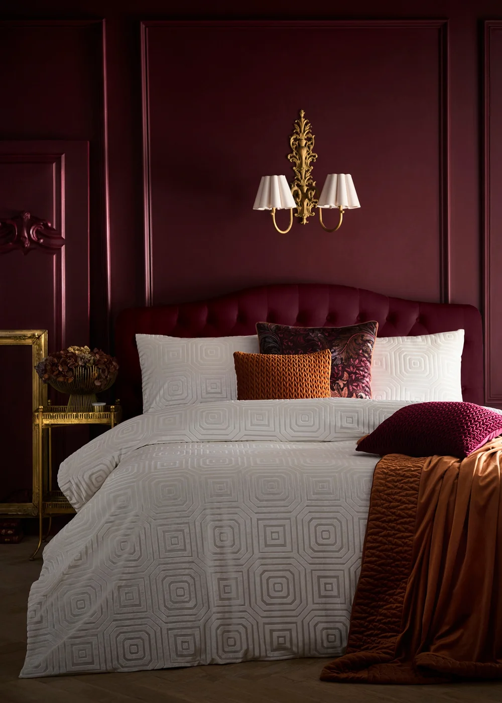 Laurence Llewelyn-Bowen Morris Major Chintz Burgundy Large Filled Cushion - 55 x 55cm Image 4