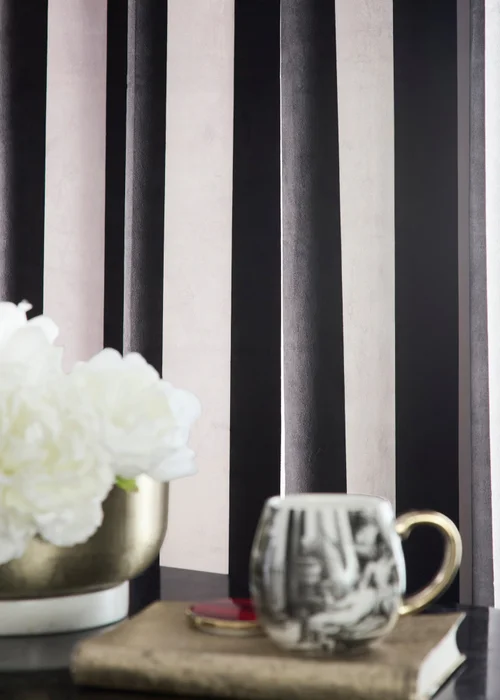 Laurence Llewelyn-Bowen Festivo Stripe Black Eyelet Curtains - 46W X 54D (117x137cm) Image 3