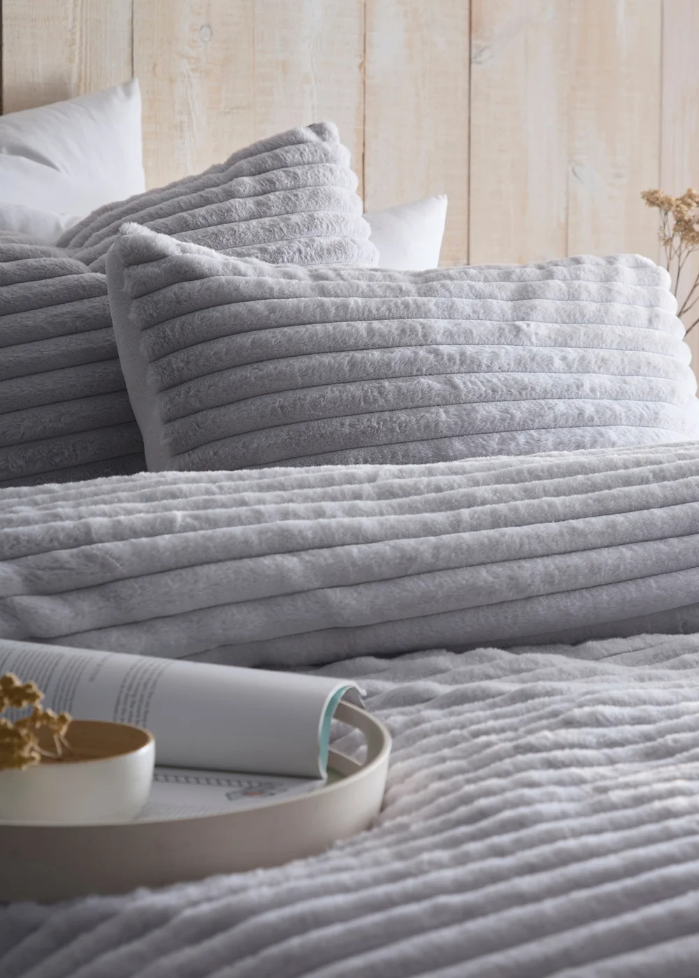 Appletree Morritz Soft Faux Fur Grey Duvet Cover Set - Double Image 2