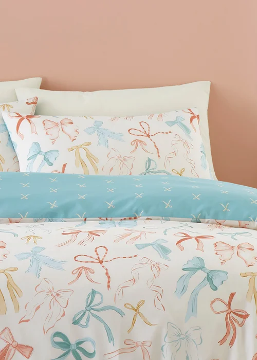 Fusion Evelyn Bows Reversible Multi Colour Duvet Cover Set - King Image 2