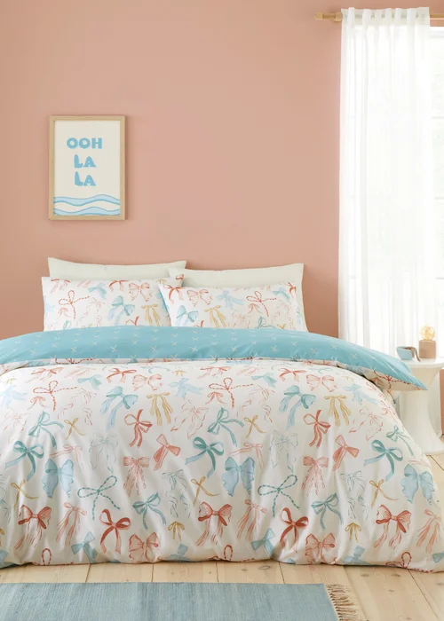 Fusion Evelyn Bows Reversible Multi Colour Duvet Cover Set - King Image 1