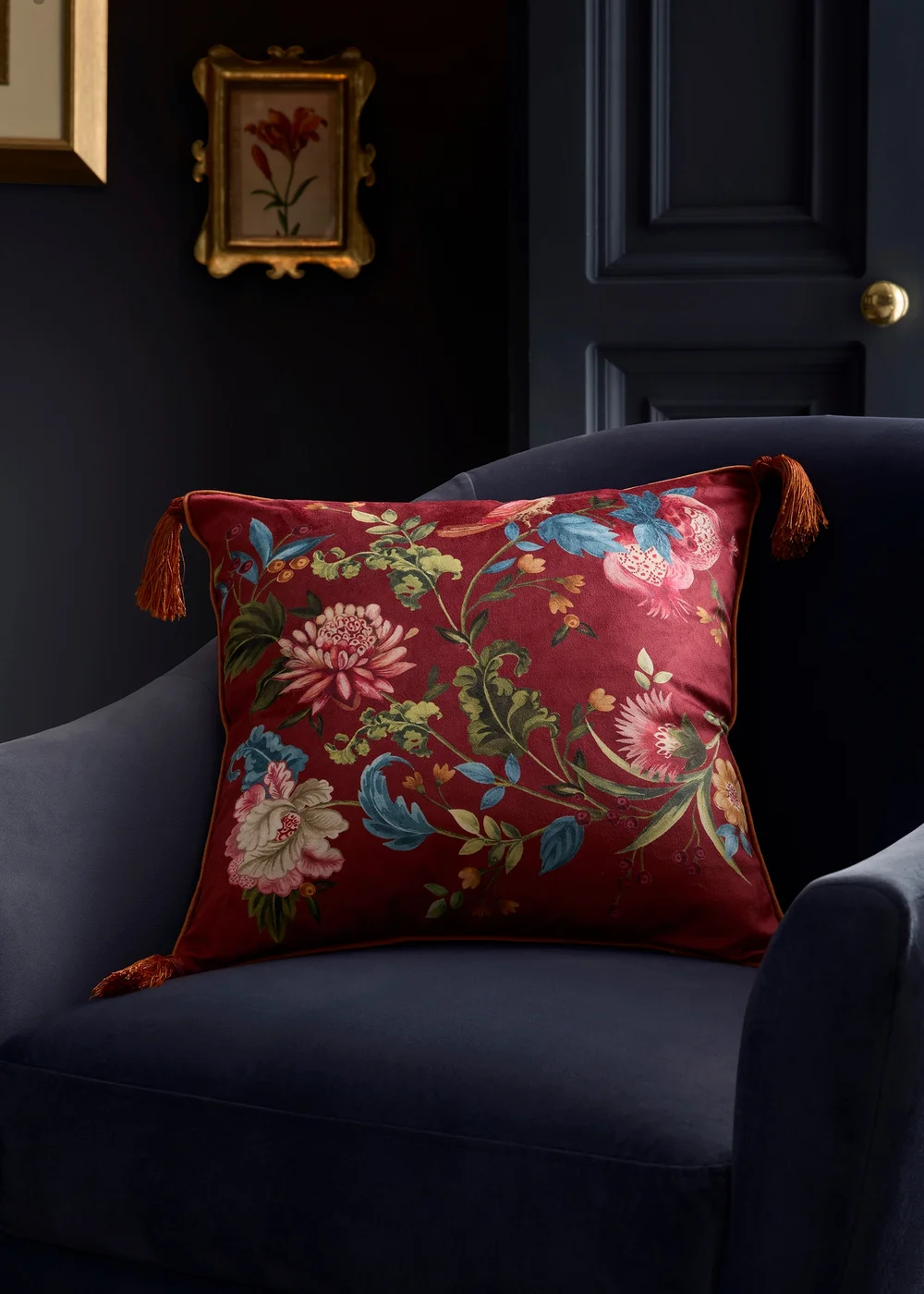 Dreams & Drapes Bejewelled Velvet Spice Filled Cushion - 43W X 43D Image 1