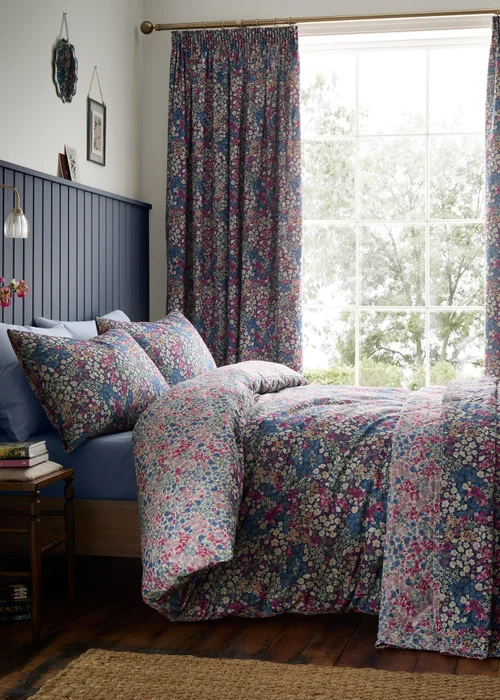 Dreams & Drapes Bessie Reversible Navy Duvet Cover Set - Single Image 4