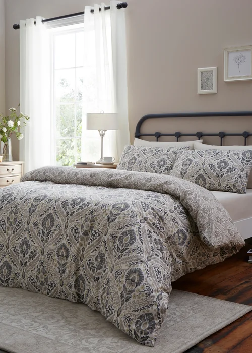 Dreams & Drapes Harriet Reversible Natural Duvet Cover Set - Single Image 1