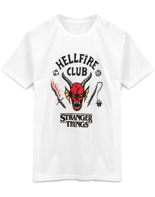 Vanilla Underground Stranger Things Kids Hellfire Club Logo Print White T-Shirt - 9-10 Yrs Image 1