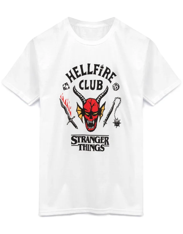 Vanilla Underground Stranger Things Kids Hellfire Club Logo Print White T-Shirt
