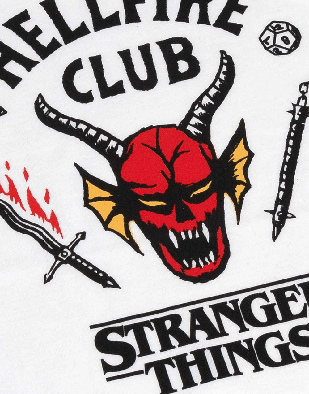 Vanilla Underground Stranger Things Kids Hellfire Club Logo Print White T-Shirt - 9-10 Yrs Image 3