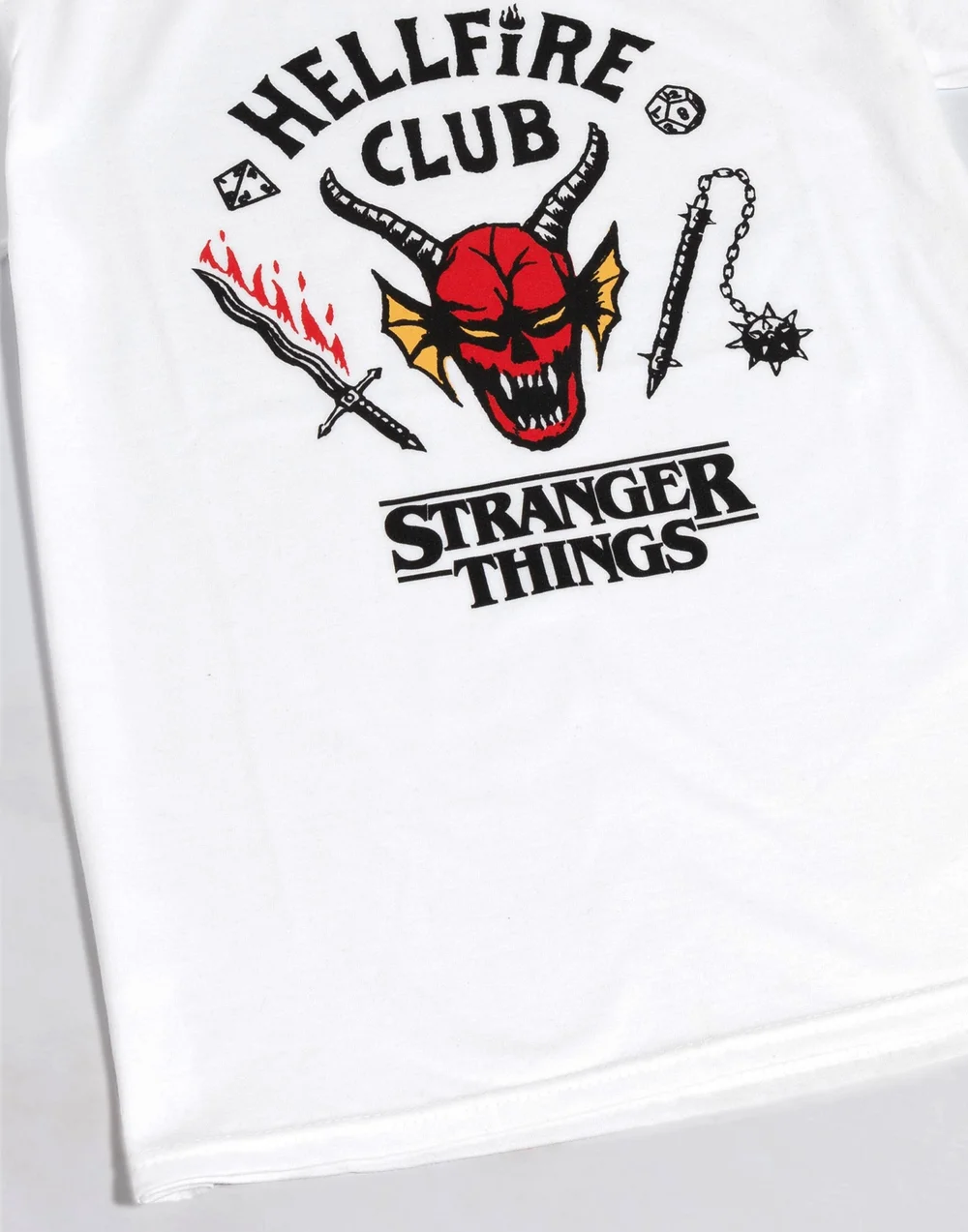 Vanilla Underground Stranger Things Kids Hellfire Club Logo Print White T-Shirt - 9-10 Yrs Image 4