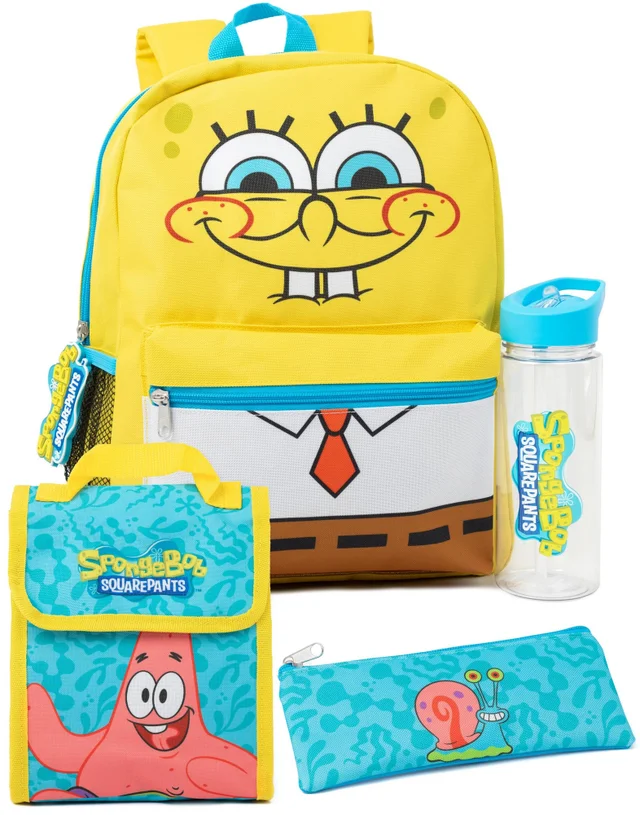 SpongeBob SquarePants Kids Multicoloured Printed Backpack Set 4 Piece