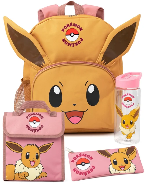 Pokemon Eevee Kids Brown Eevee Backpack Set 4 Piece - One Size Image 1
