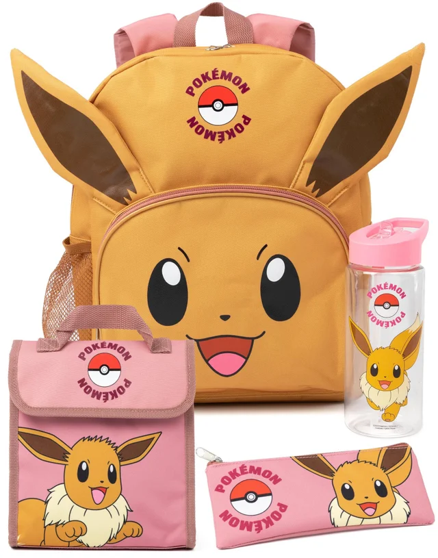 Pokemon Eevee Kids Brown Eevee Backpack Set 4 Piece