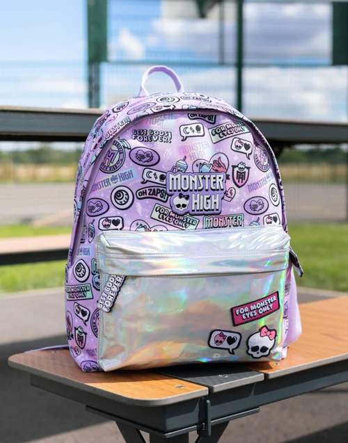 Monster High Kids Purple Holographic Pocket Backpack - One Size Image 1