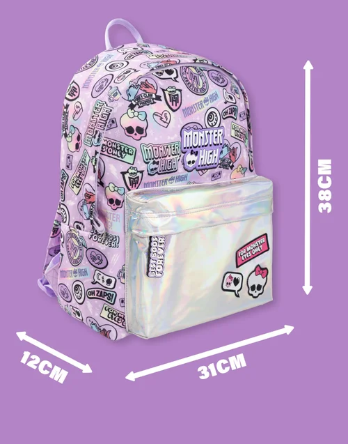 Monster High Kids Purple Holographic Pocket Backpack - One Size Image 6