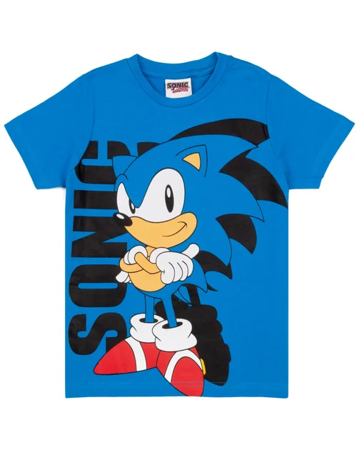 Sonic The Hedgehog Boys Blue Sonic Short Sleeved T-Shirt (4 - 14 Years) - 11-12 Yrs Image 1