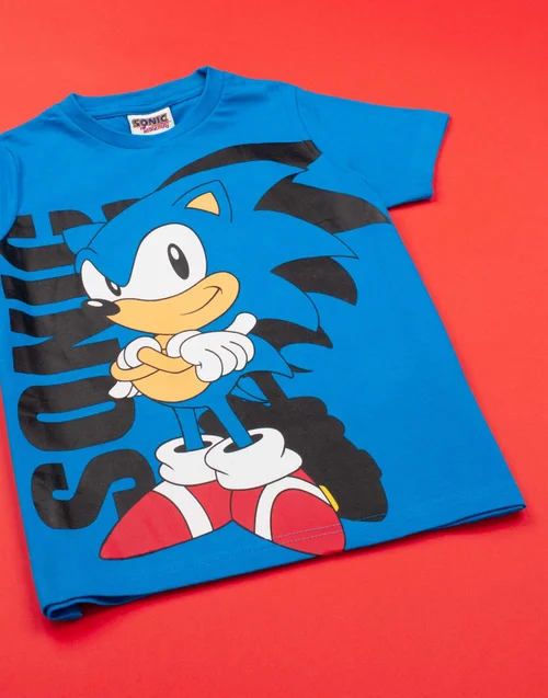Sonic The Hedgehog Boys Blue Sonic Short Sleeved T-Shirt (4 - 14 Years) - 11-12 Yrs Image 2