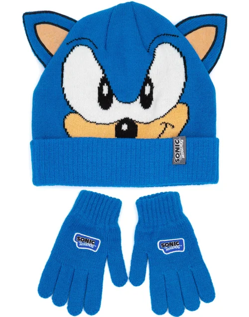 Sonic the Hedgehog Kids Character Beanie & Gloves Blue Set - One Size Image 1