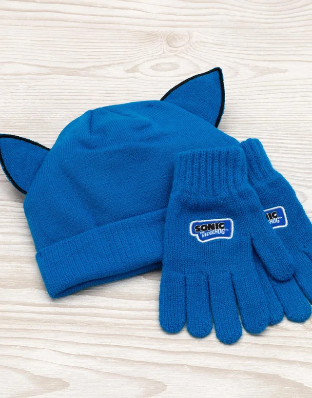 Sonic the Hedgehog Kids Character Beanie & Gloves Blue Set