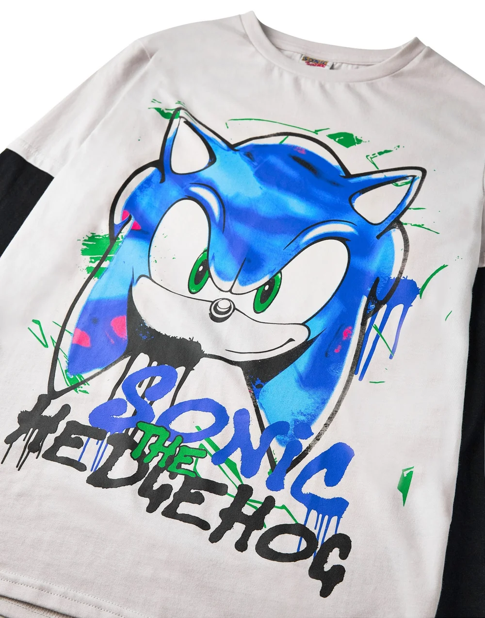 Sonic The Hedgehog Unisex Kids Grey Graffiti Long Sleeved T-Shirt (4 - 12 Years) - 5-6 Yrs Image 4