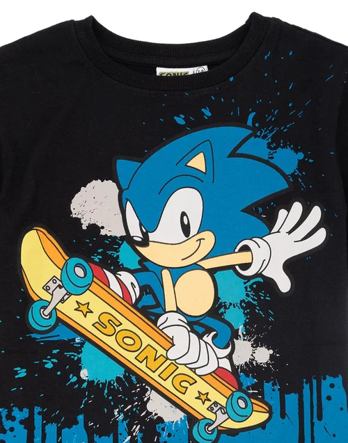 Sonic The Hedgehog Boys Black Skater Sonic Short Sleeved T-Shirt (4 - 12 Years) - 9-10 Yrs Image 3