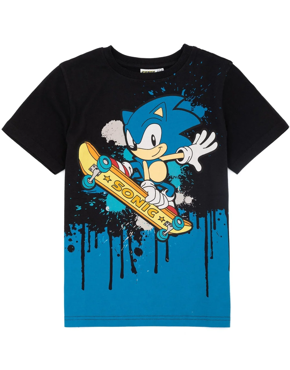 Sonic The Hedgehog Boys Black Skater Sonic Short Sleeved T-Shirt (4 - 12 Years) - 9-10 Yrs Image 1