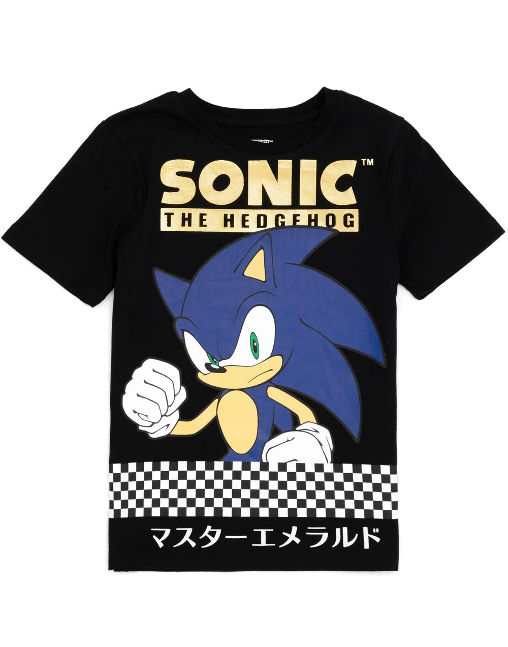 Sonic The Hedgehog Boys Black Japanese Text Print T-Shirt (3 - 14 Years) - 8-9 yrs Image 1