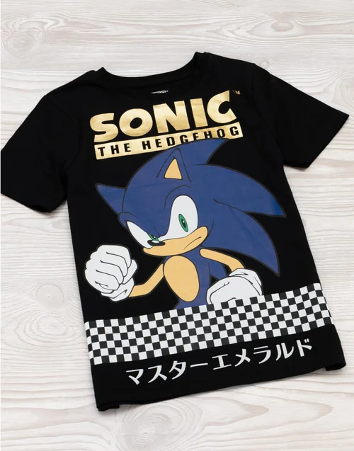 Sonic The Hedgehog Boys Black Japanese Text Print T-Shirt (3 - 14 Years) - 8-9 yrs Image 2