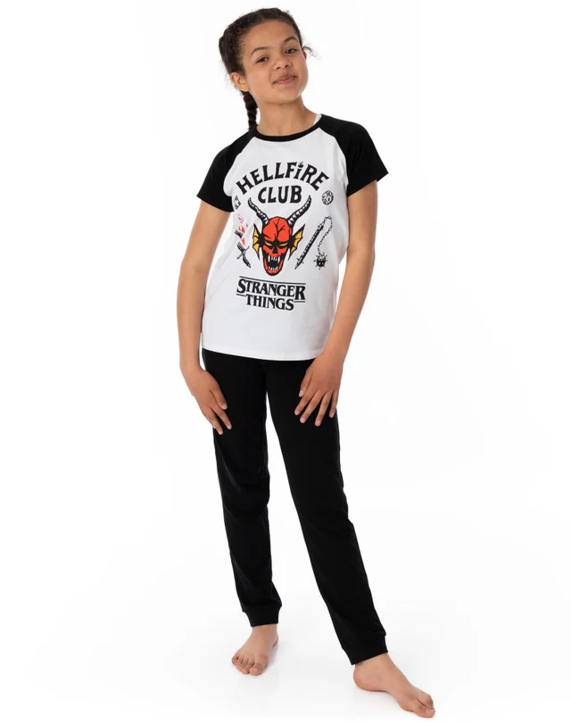 Vanilla Underground Stranger Things Kids Long Leg Black PJs
