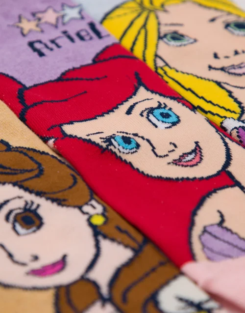 Vanilla Underground Disney Princess Kids Multicoloured 5 Pack Calf Socks - 6-8 Image 3
