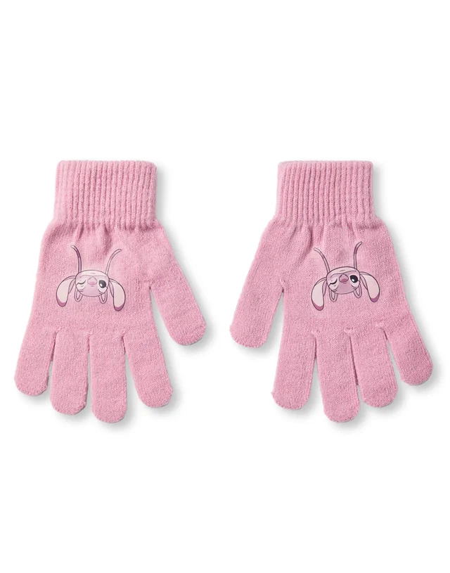Disney Kids Angel Character Face Beanie & Gloves Pink Set
