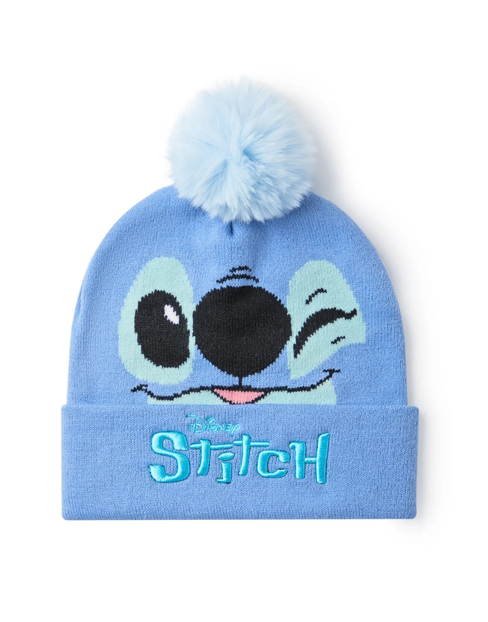 Disney Kids Stitch Character Face Beanie & Gloves Blue Set - One Size Image 3