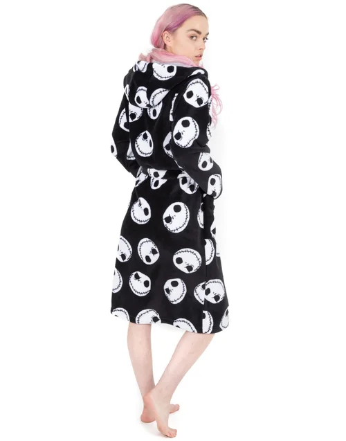 Vanilla Underground Disney The Nightmare Before Christmas Adults Head Black Bathrobe - Extra Large Image 3