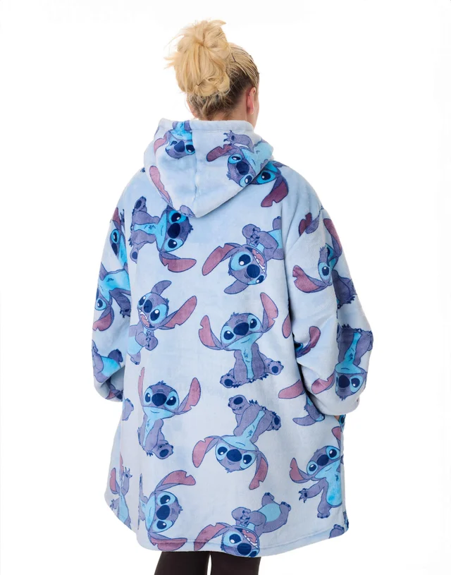 Vanilla Underground Disney Adults Stitch Character Zip Through Blanket Blue Hoodie