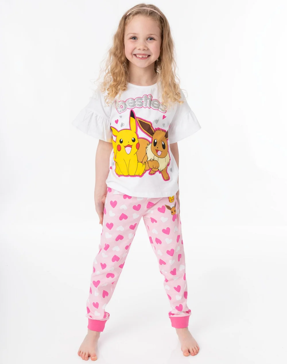 Pokemon Kids White Pikachu Eeevee Pyjama Set (3 - 12 Years) - Age 7-8 Years Image 2