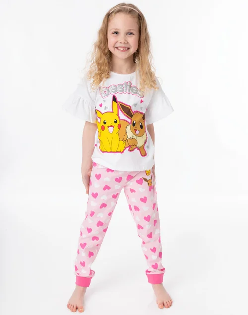 Pokemon Kids White Pikachu Eeevee Pyjama Set (3 - 12 Years) - Age 7-8 Years Image 2