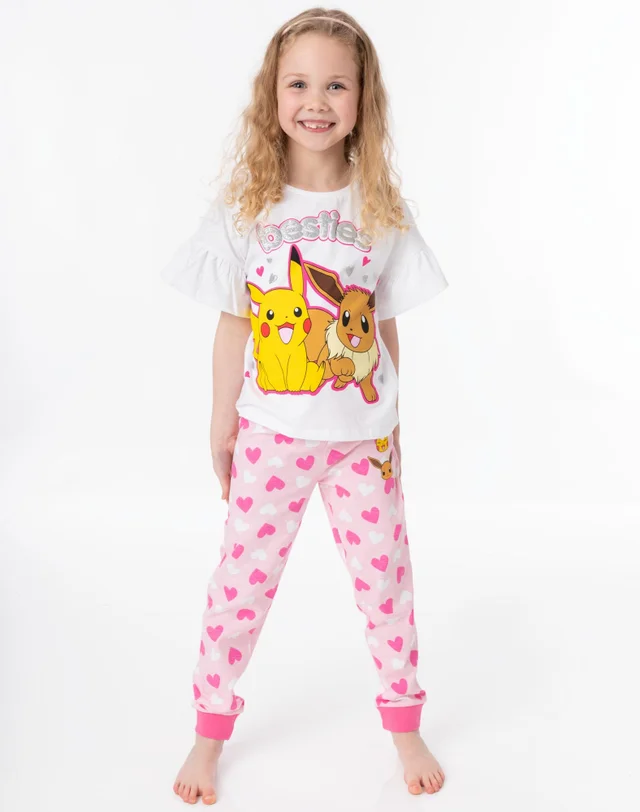 Pokemon Kids White Pikachu Eeevee Pyjama Set (3 - 12 Years)