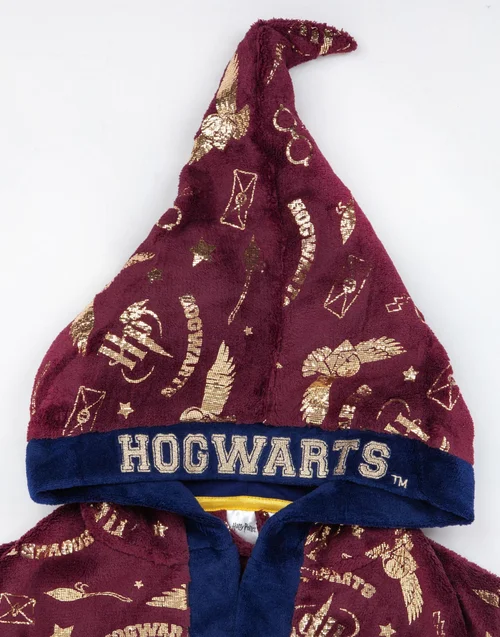 Vanilla Underground Harry Potter Kids Hedwig All-Over Print Red Bathrobe - Age 9-10 Years Image 5
