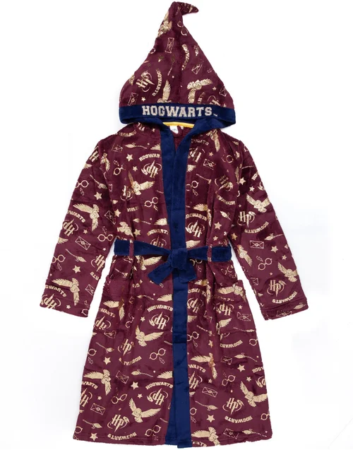 Vanilla Underground Harry Potter Kids Hedwig All-Over Print Red Bathrobe - Age 9-10 Years Image 3