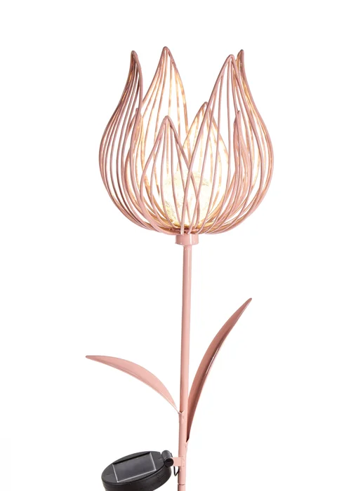 Premier Decorations Pink Solar Metal Tulip Garden Stake Light - One Size Image 2