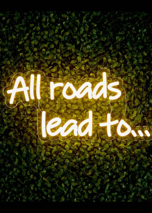 Premier Decorations White LED Neon All Roads Lead to… Wall Sign - One Size Image 1