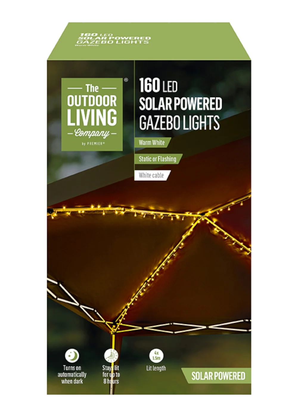 Premier Decorations 160 Warm White LED Gazebo Lights - One Size Image 3