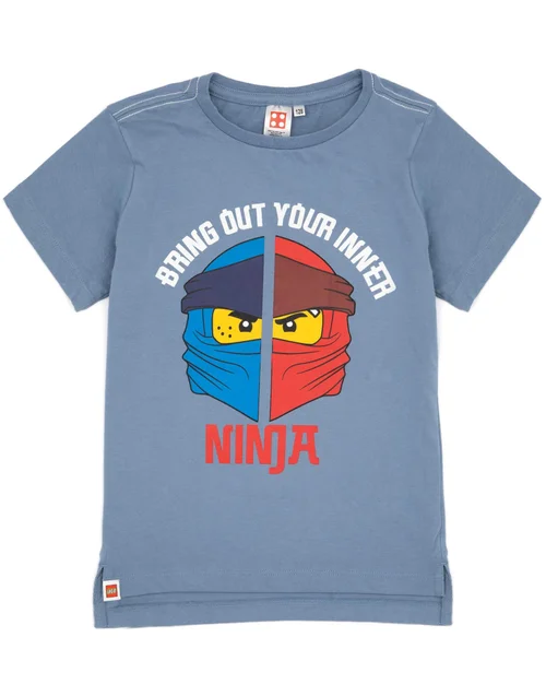 Lego Boys Blue Ninja Warrior Placement Print Short Sleeved T-Shirt (2 - 9 Years) - 3-4 Yrs Image 1