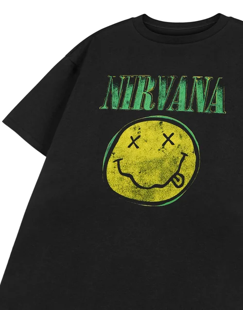 Vanilla Underground Nirvana Kids Yellow Logo Black T-Shirt - 11-12 Yrs Image 5