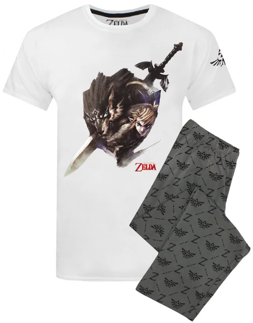 Vanilla Underground Nintendo Zelda Adults Long Leg White PJs - XXL Image 1