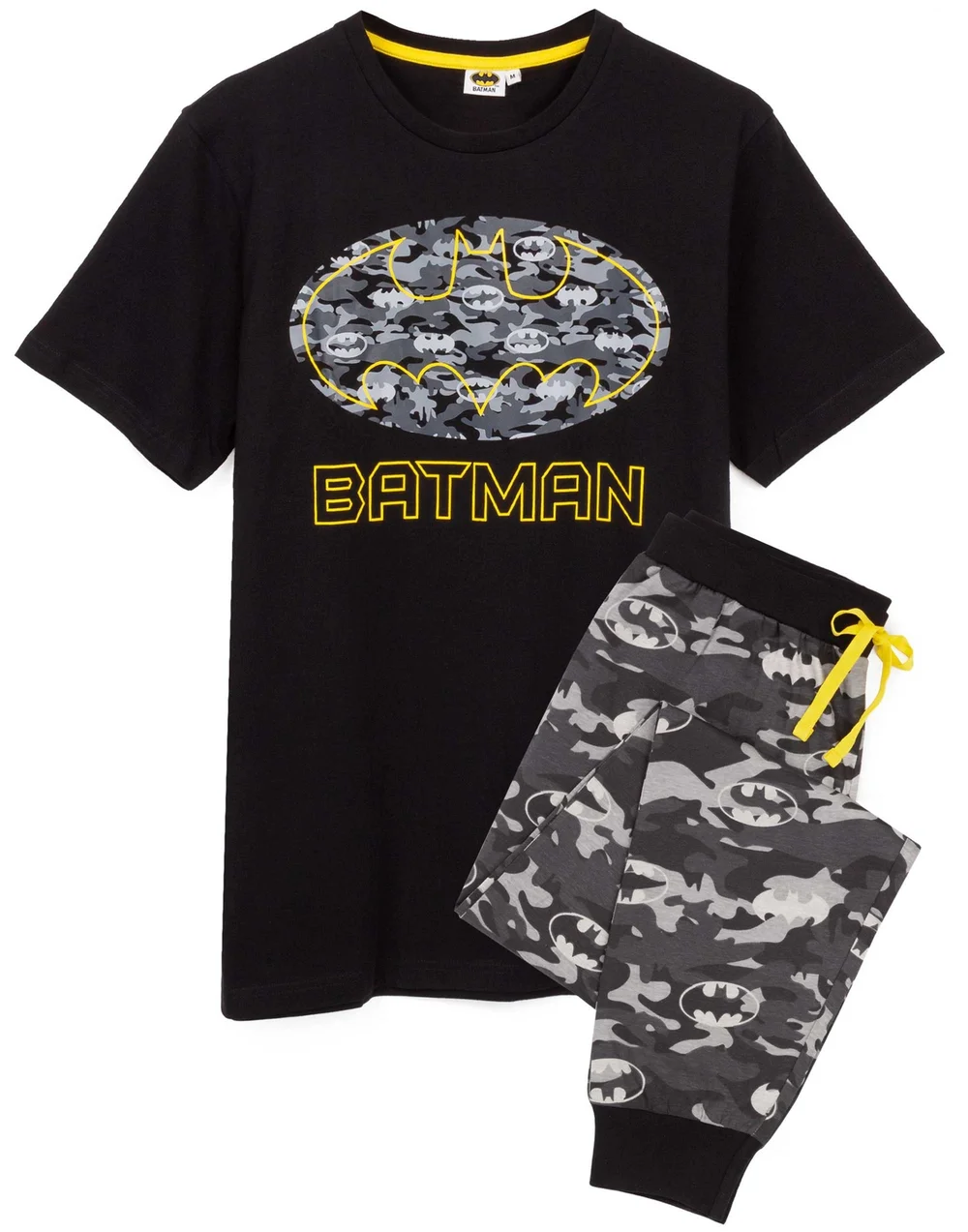 Vanilla Underground DC Comics Adults Camo Logo Black PJs - Extra Large Image 1