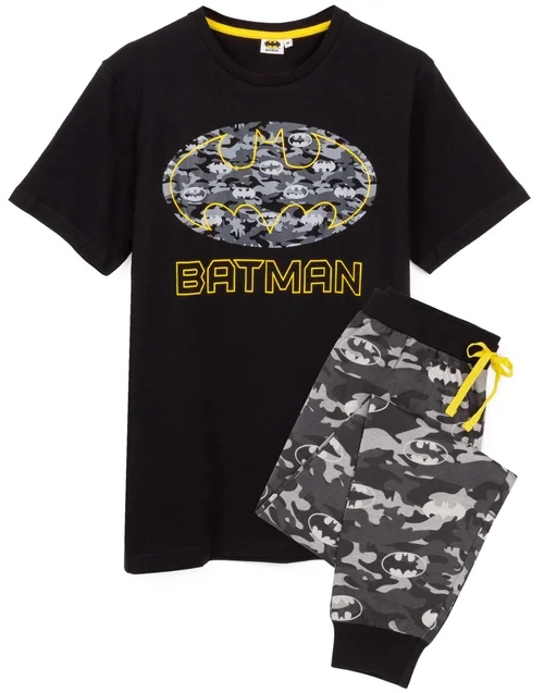 Vanilla Underground DC Comics Adults Camo Logo Black PJs - Extra Large Image 1
