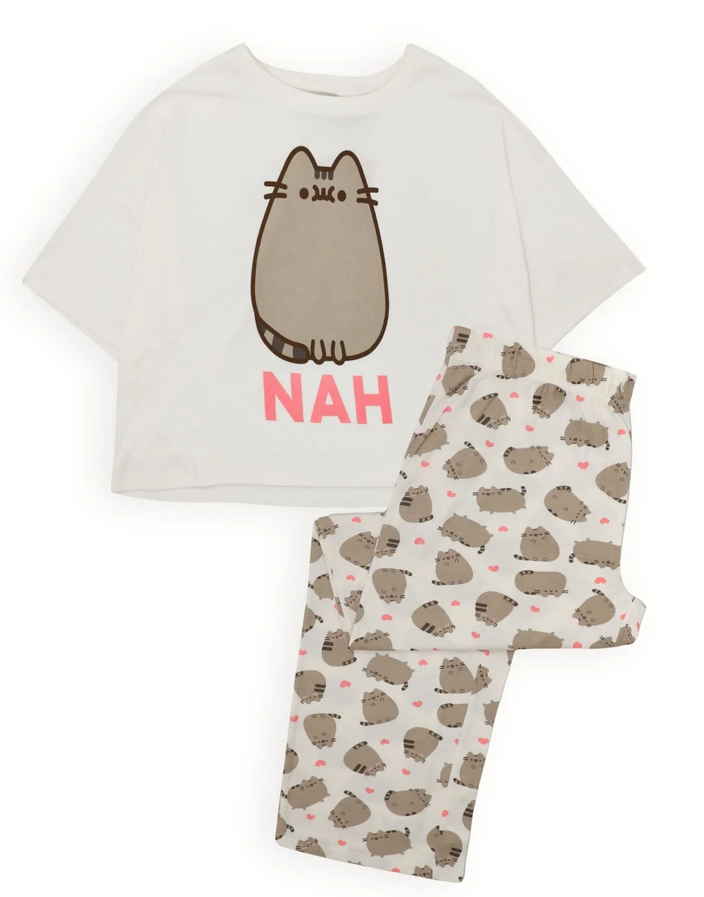 Pusheen Womens Cream Pusheen The Cat Pyjama Set - Medium Image 1