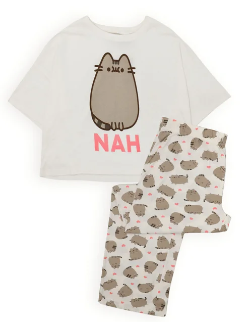Pusheen Womens Cream Pusheen The Cat Pyjama Set - Medium Image 1