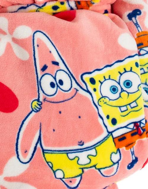 Vanilla Underground SpongeBob SquarePants Adults Hooded Pink Bathrobe - Medium Image 5
