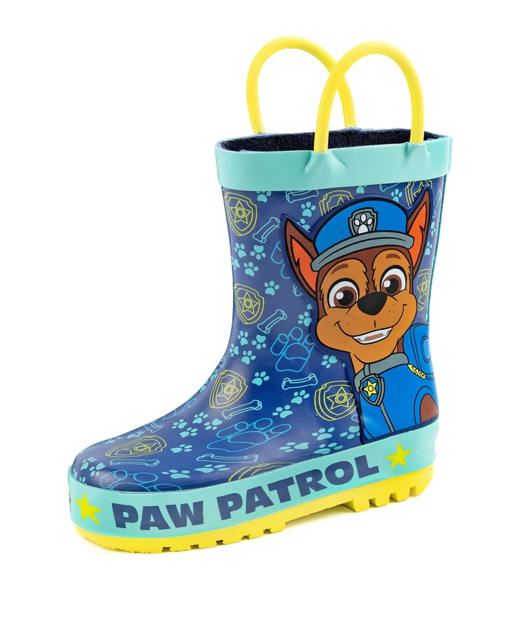 Vanilla Underground Paw Patrol Kids Chase Graphic Wellington Boots with Handles Blue - 6 Intants Image 1